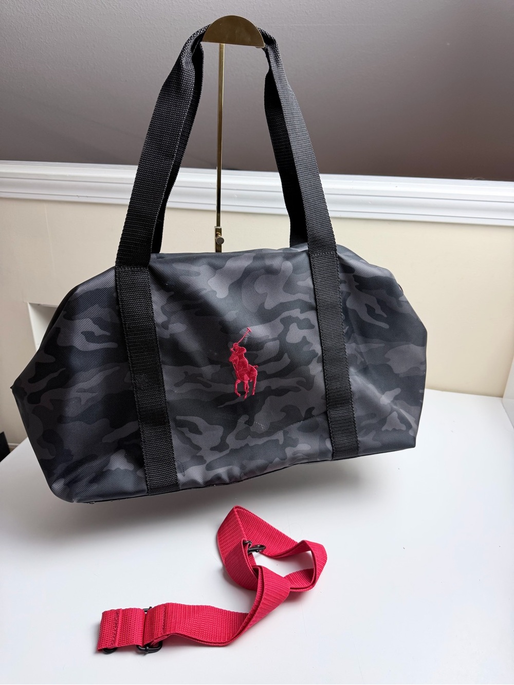 Polo Ralph Lauren Fragrance Camo Duffel Bag Red Big Pony